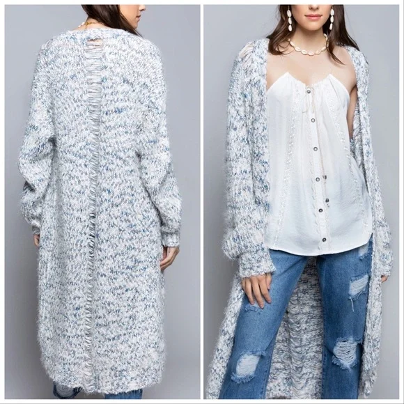 POL Mohair Distressed Long Cardigan Duster - Picture 5 of 9